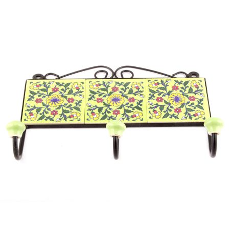 Yellow Forest Green Wheel Floral Tiles Hooks Online